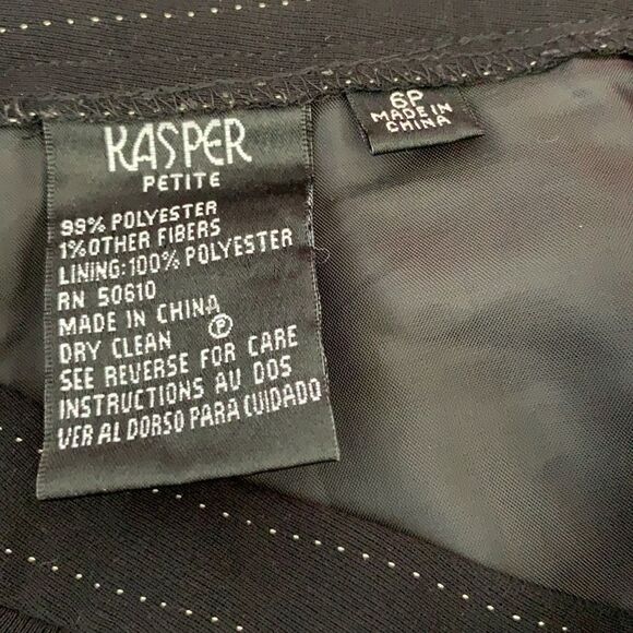 Kasper 3 piece black pinstripe pant suit- size 6P - Picture 9 of 10